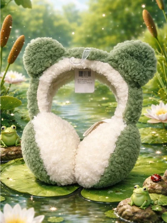 Claire’s Frog Ear Muff Headband 🐸 Cozy Plush Winter Accessory NWT - Picture 2 of 2